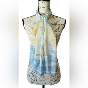 Vintage Evan Picone oblong Floral Art Silk Scarf 53” x 10”